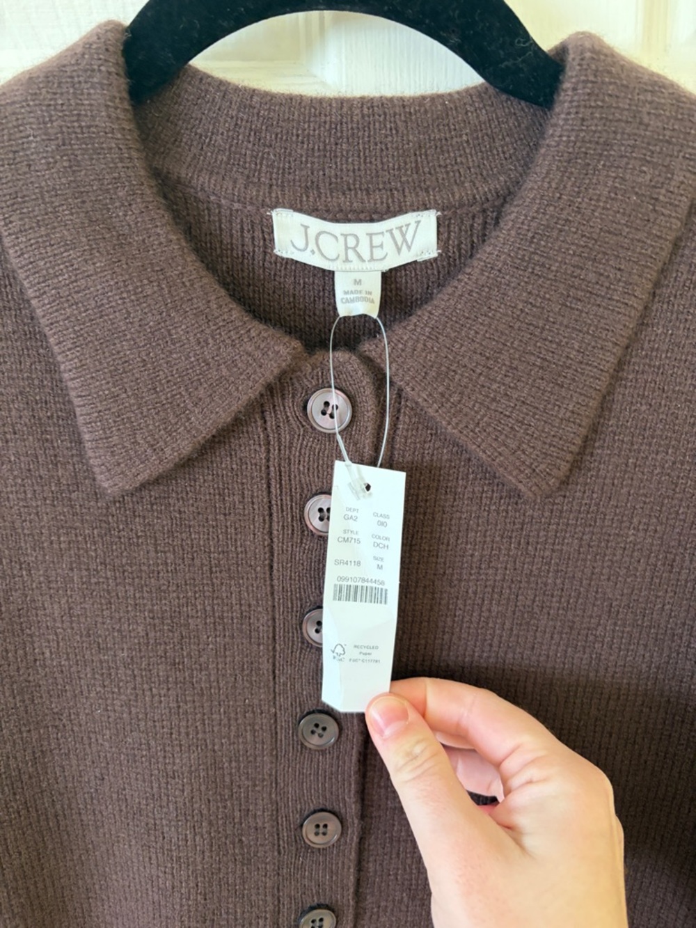 J. Crew Milano-stitch cinched-waist cardigan deep chocolate - Picture 6 of 8